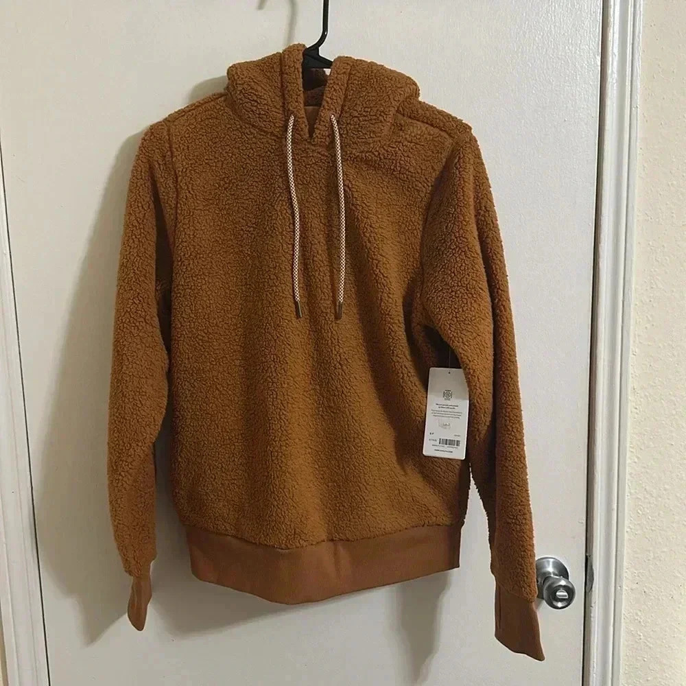 Nwt Athleta Tugga Sherpa Hoodie Pullover | Cattail Brown